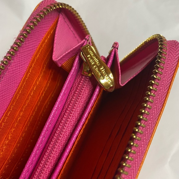 COPY - Leather Wallet ✨🍊Samantha Thavasa Orange 🍊 Fuchsia wallet - Picture 3 of 9